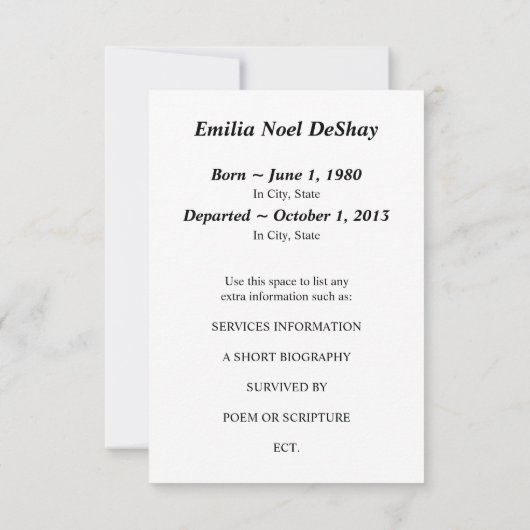 carte commémorative (noir) (Dos)