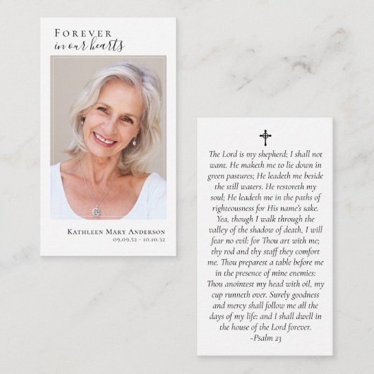 Carte commémorative photo pour toujours dans nos c (Devant / Derrière)