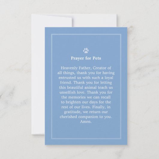 Carte commémorative pour animaux 3,5 x 5 bleu clai (Dos)
