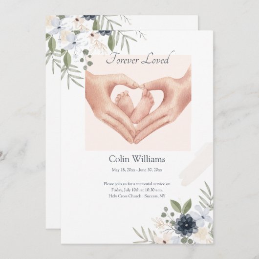 Carte commémorative pour bébé adoré (Devant / Derrière)