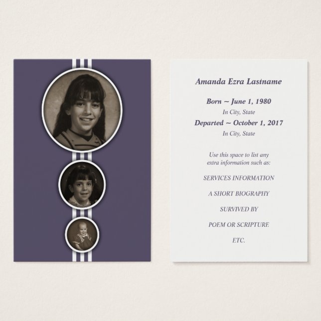 carte commémorative pourpre (Devant & derrière)