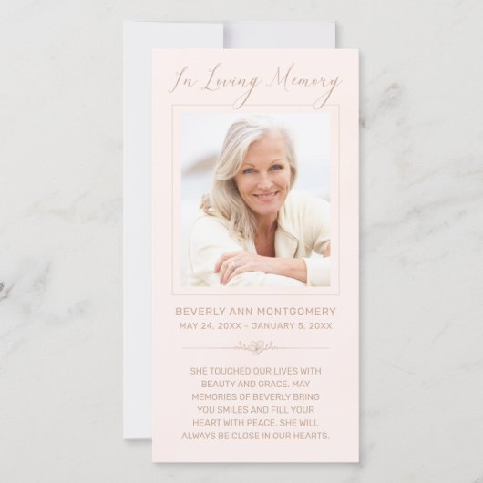 Carte commémorative Sympathy Photo Blush Pink Wate (Devant)