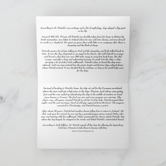 Carte Comment les chiens ont inspiré St Patrick (Intérieur)