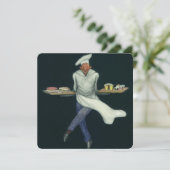 Carte Commerce alimentaire vintage, boulanger avec desse (Debout devant)