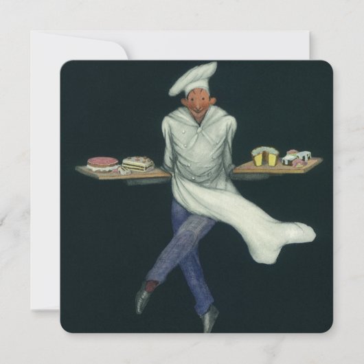 Carte Commerce alimentaire vintage, boulanger avec desse (Devant)