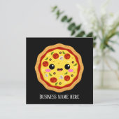 Carte commerce de pizza mignonne ajouter des information (Debout devant)