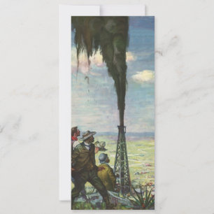 Carte Commerce vintage, puits de pétrole avec les travai