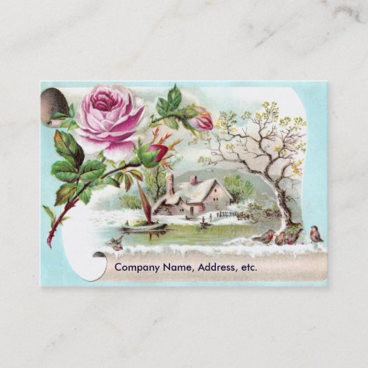 Carte commerciale victorienne de rouleau de rose (Devant)