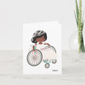 Carte Communion personnalisée - Fille noire en fauteuil