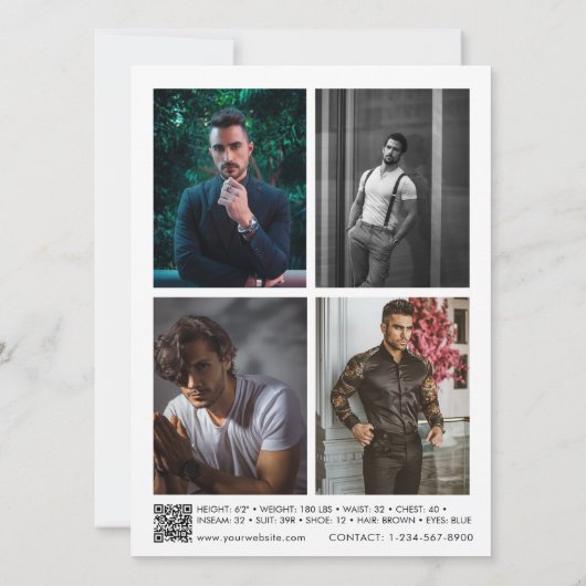 Carte Comp de l'acteur de modélisation masculine 5 (Dos)