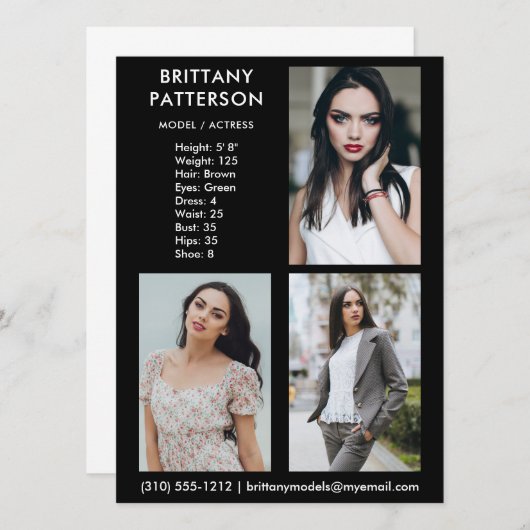 Carte Comp Model Actor 3 Photo Pro (Devant / Derrière)