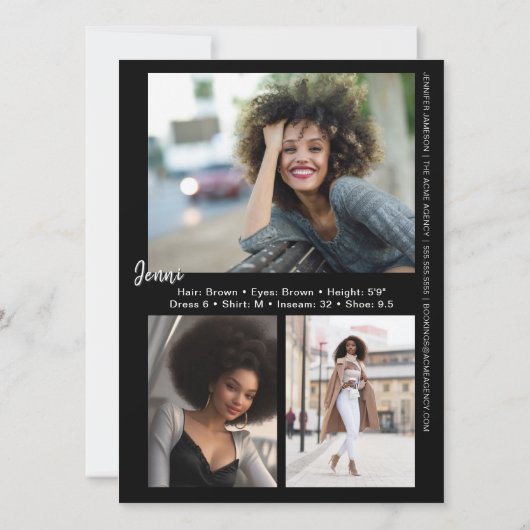 Carte Comp Modèle de signature | Code QR + 4 photo (Dos)