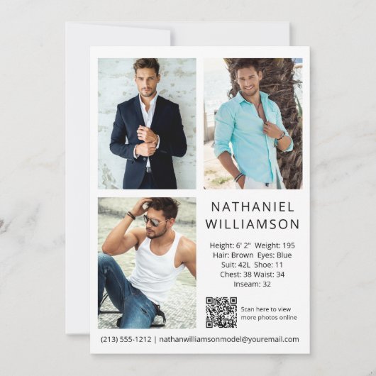 Carte Comp Moderne Pro Model Actor QR Code 3 Photo (Devant)