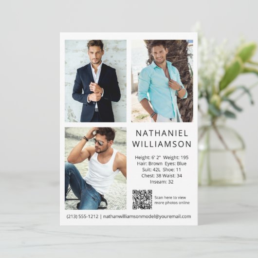 Carte Comp Moderne Pro Model Actor QR Code 3 Photo (Debout devant)