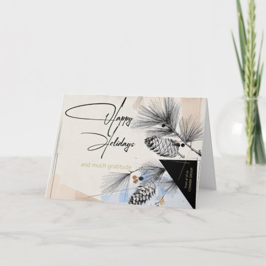 Carte Company Happy Holidays Modern Pinecones (Devant)