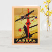 Carte Compas Art déco Sabena (Fleur jaune)