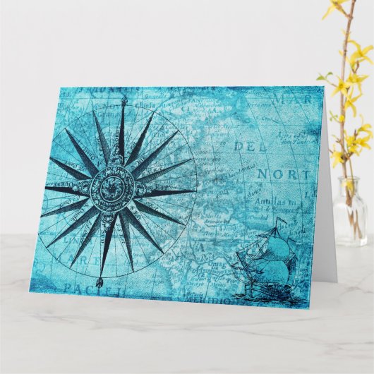 Carte Compas nautique (Fleur jaune)