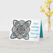 Carte Compas Rose Dessiné à la Main Doodle avec Joyeux A (Fleur jaune)