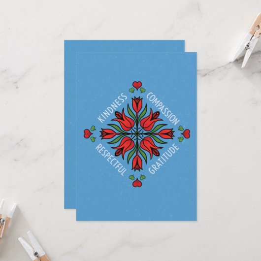Carte Compassion Gratitude Fleur respectueuse (Devant/Arrière en situation)