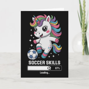 Carte Compétences de football de licorne mignonne Charge