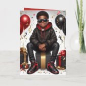 Carte Comportement d'anniversaire d'un garçon afro-améri (Dos)