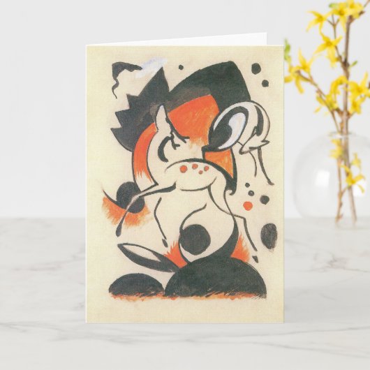 Carte Composition avec deux cerfs par Franz Marc (Fleur jaune)