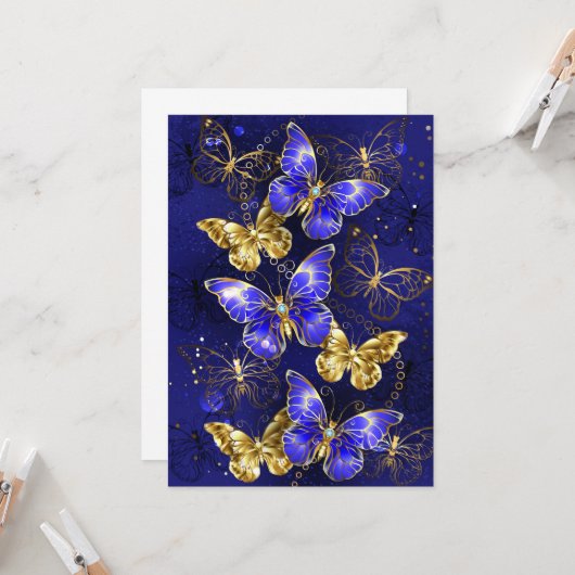Carte Composition avec papillons Sapphire (Devant/Arrière en situation)