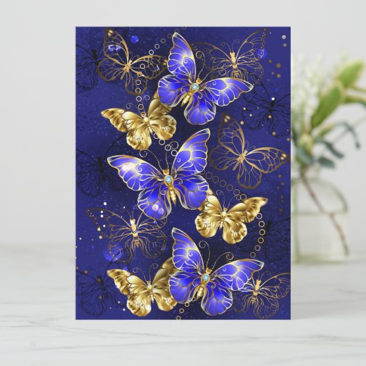 Carte Composition avec papillons Sapphire (Debout devant)