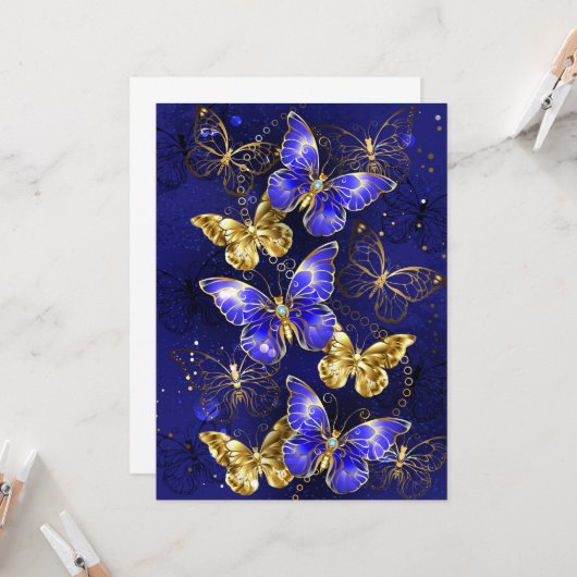 Carte Composition avec papillons Sapphire (Devant/Arrière en situation)