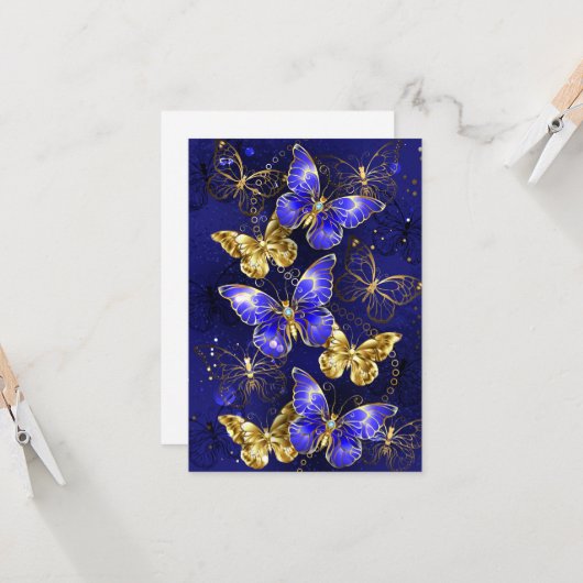 Carte Composition avec papillons Sapphire (Devant/Arrière en situation)