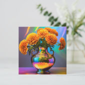 Carte Composition de fleurs de souci pour octobre (Debout devant)