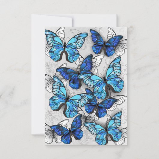 Carte Composition de papillons blancs et bleus (Devant)