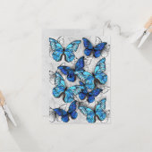 Carte Composition de papillons blancs et bleus (Devant/Arrière en situation)