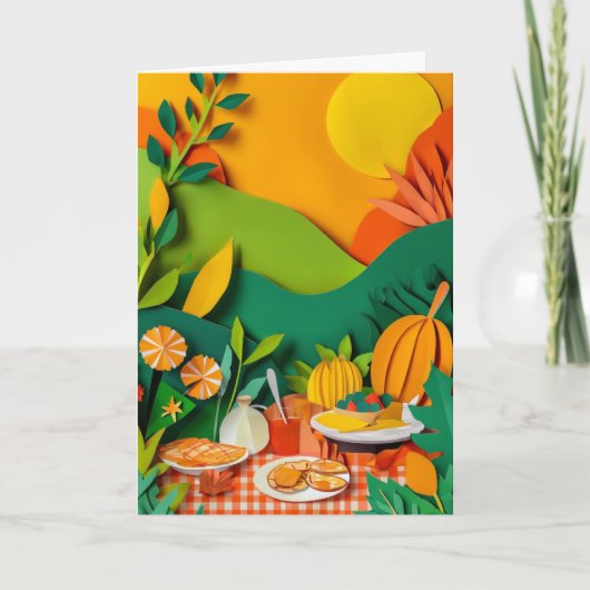Carte Composition de pique-nique en papier découpé (Devant)