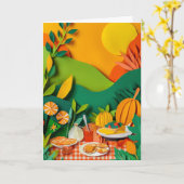 Carte Composition de pique-nique en papier découpé (Fleur jaune)