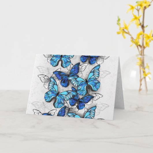 Carte Composition des papillons blancs et bleus (Fleur jaune)