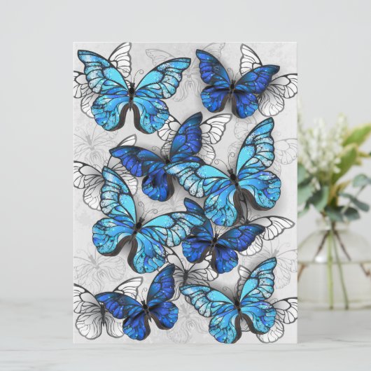 Carte Composition des White and Blue Butterflies (Debout devant)