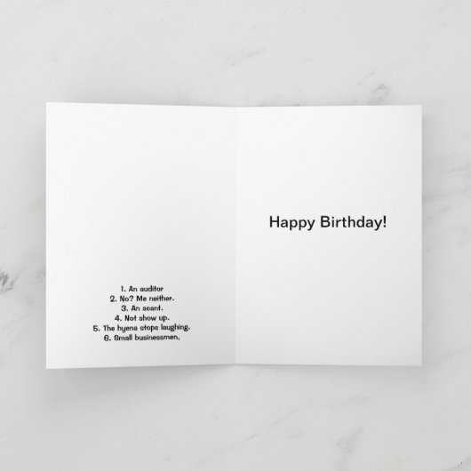 Carte Comptable - anniversaire drôle de 6 plaisanteries (Intérieur)