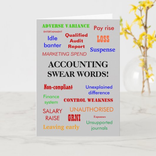 Carte Comptable | Anniversaire | Mots de jurons comptabl (Fleur jaune)