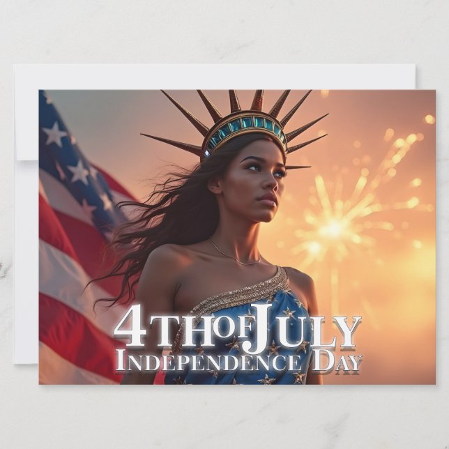 Carte Conception 4 juillet splendide - Fireworks & Freed (Devant)