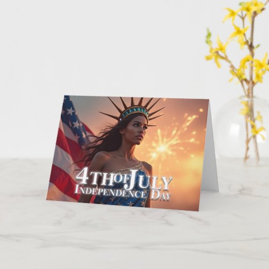 Carte Conception 4 juillet splendide - Fireworks & Freed (Fleur jaune)