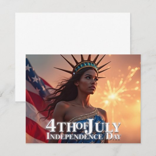 Carte Conception 4 juillet splendide - Fireworks & Freed (Devant / Derrière)