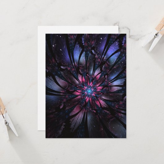 Carte Conception Abstraite des fleurs fractales. (Devant/Arrière en situation)