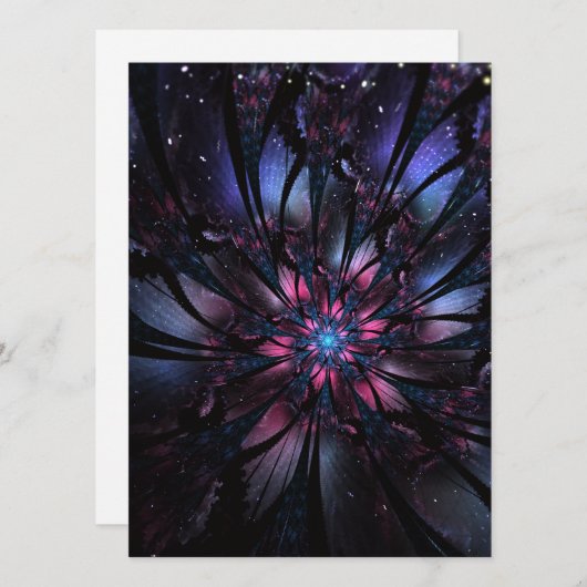 Carte Conception Abstraite des fleurs fractales. (Devant / Derrière)