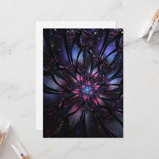 Carte Conception Abstraite des fleurs fractales. (Devant/Arrière en situation)