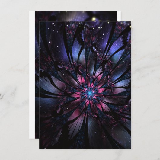 Carte Conception Abstraite des fleurs fractales. (Devant / Derrière)