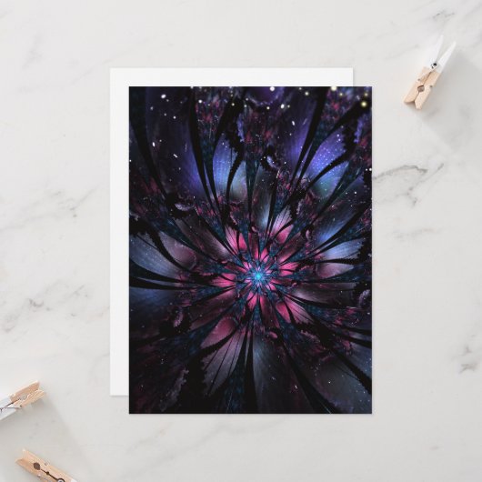 Carte Conception Abstraite des fleurs fractales. (Devant/Arrière en situation)