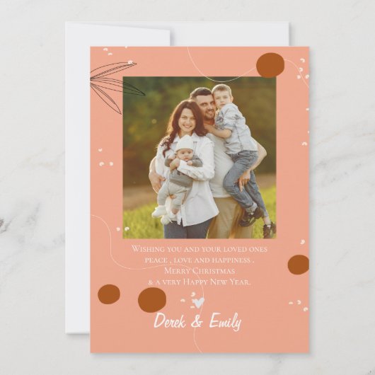 Carte Conception Abstraite Terracotta Photo Joyeuses Fêt (Dos)