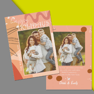 Carte Conception Abstraite Terracotta Photo Joyeuses Fêt
