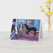 Carte Conception adorable de lune de Saluki (Fleur jaune)